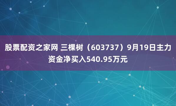 股票配资之家网 三棵树（603737）9月19日主力资金净买入540.95万元
